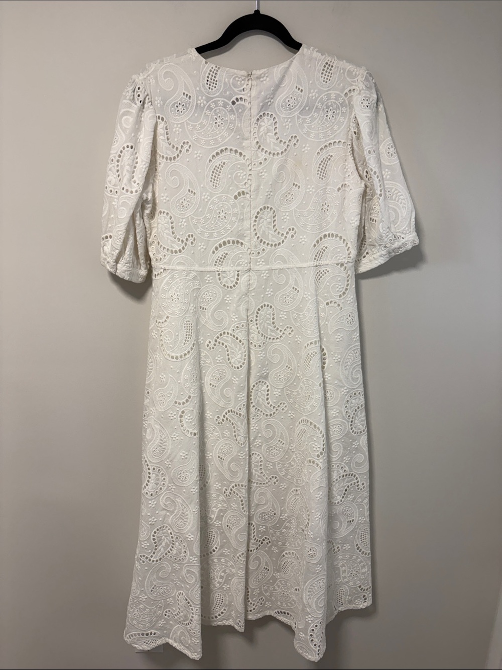 NWT Birgitte Herskind White Eyelet Lace Maxi Dress with Puff Elbow Sleeves - Picture 9 of 11